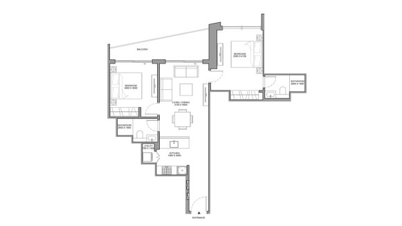Apartment floor plan, 2 bedrooms in The Horizon No. 11010 (2D)